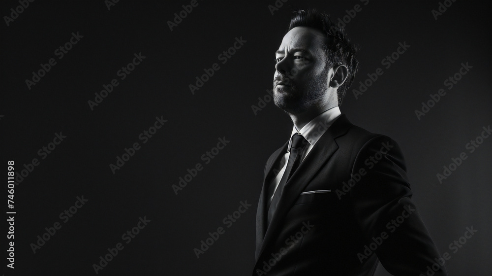 Corporate Executive in Elegant Suit Symbolizing Success and Wealth in High-End Investments Corporate Executive in Elegant Suit Symbolizing Success and Wealth in High-End Investments