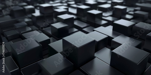 3D black cubes shape pattern background (3) © Iwona