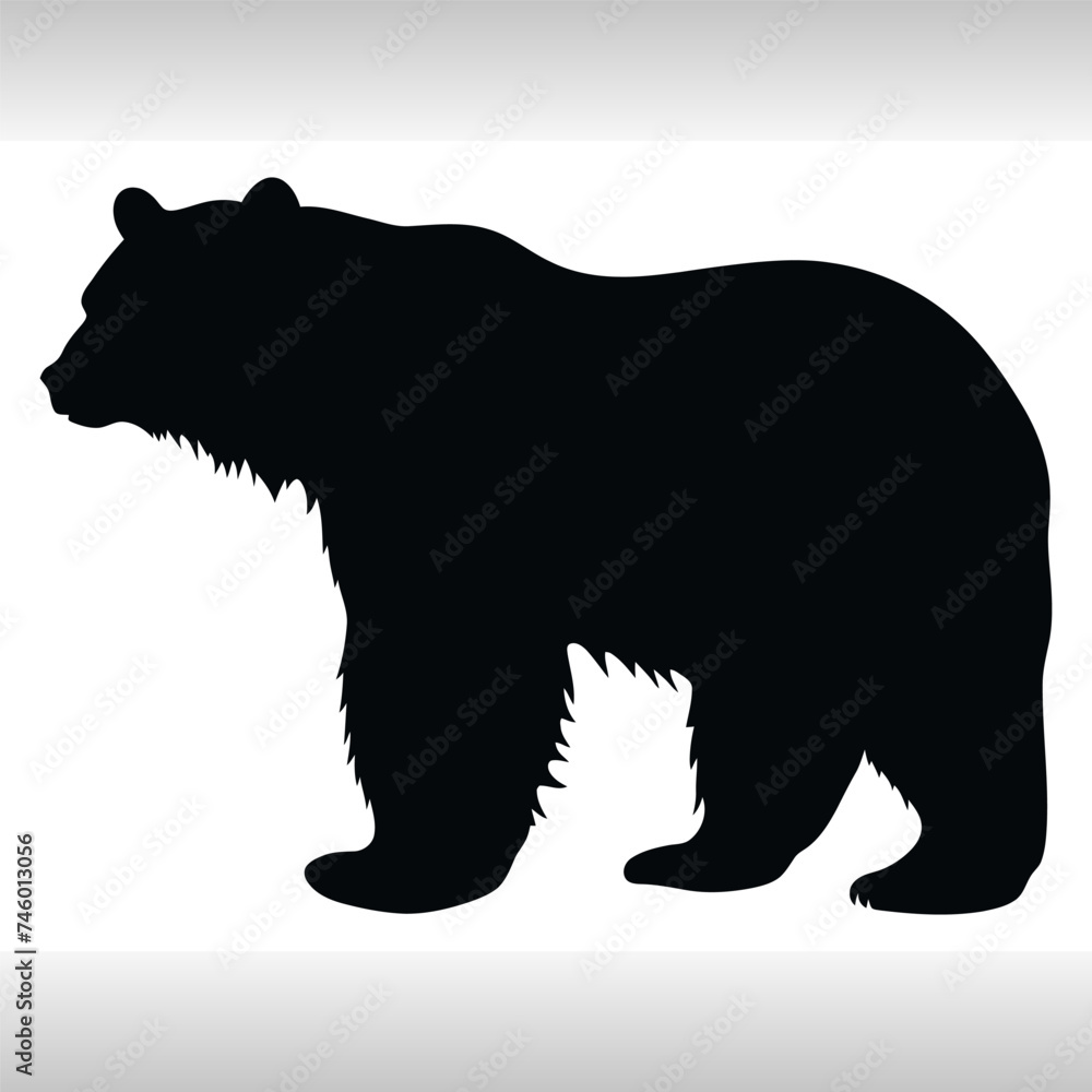 Fototapeta premium Bear silhouette Bear black silhouette vector illustration on a white background