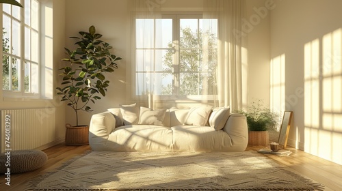 Lively Living Room With Furniture and Potted Plant