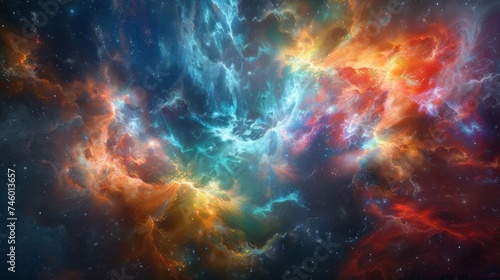 Quantum dreams merge with nano-synthesis, crafting a cyber-ethereal nexus amidst nebula hues © Thor.PJ