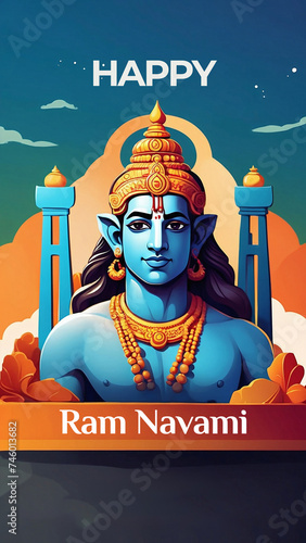 Ram Navami Ilustration Background for Social Media, Space Text