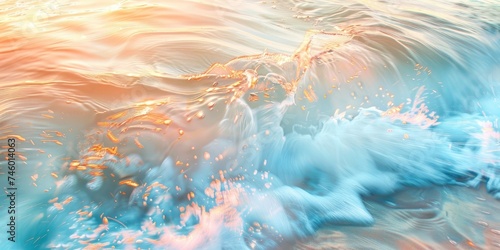 Mesmerizing Seaside Serenity, Abstract Blur of Light on Clear Ocean Waters Creates a Colorful Close-Up Background