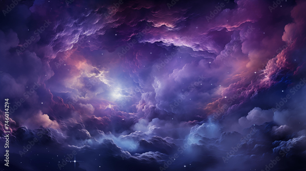 Abstract Clouds in Purple, Gold, Blue, and Pink Hues