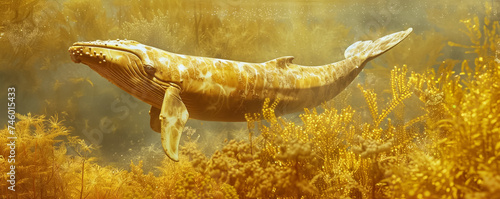 Mustard yellow whale queen of Eburneum cellulose triacetate negative renders the scene photo