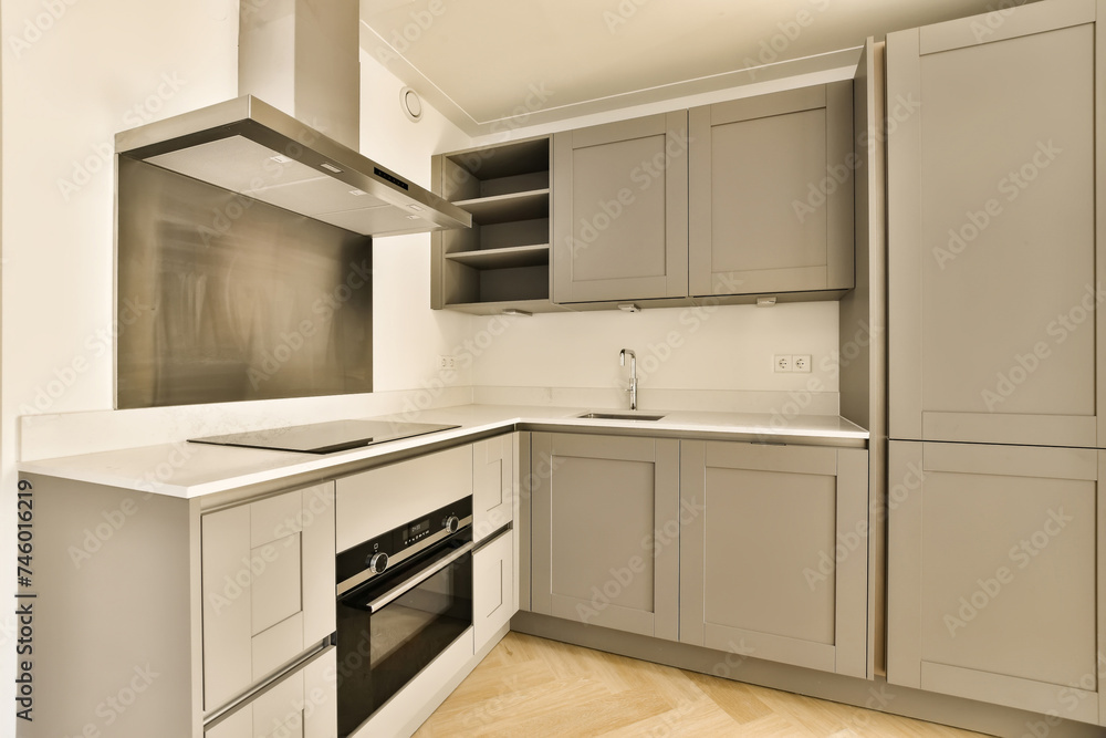 Modern kitchen interior with integrated appliances Modern kitchen interior with integrated appliances