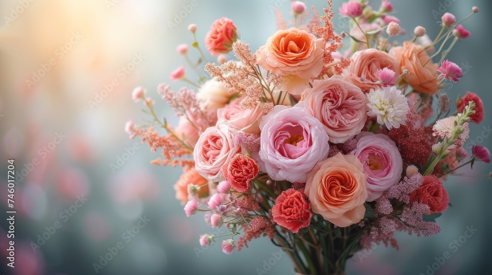 Beautiful flowers on a delicate background with copy space. Romantic background. Wedding invitation. Valentine's Day. Birthday. International Women's Day, Mother's Day concept. Beautiful flowers on a delicate background with copy space. Romantic background. Wedding invitation. Valentine's Day. Birthday. International Women's Day, Mother's Day concept.