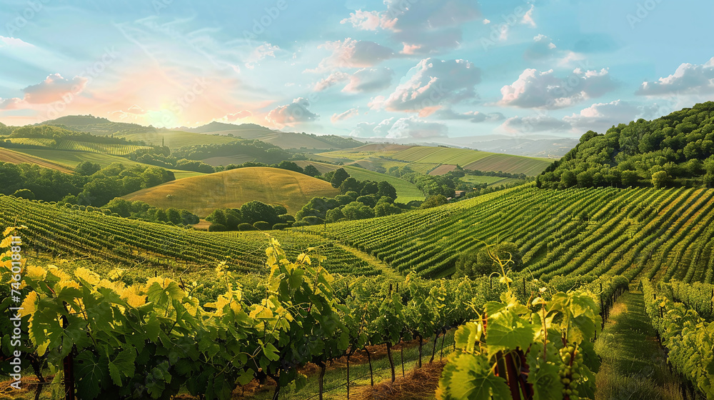 vineyard in green hills