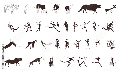 Rock art icon collection