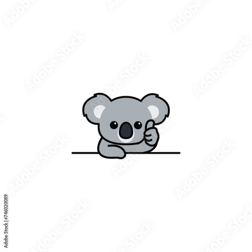 Cute koala giving thumbs up, vector illustration
