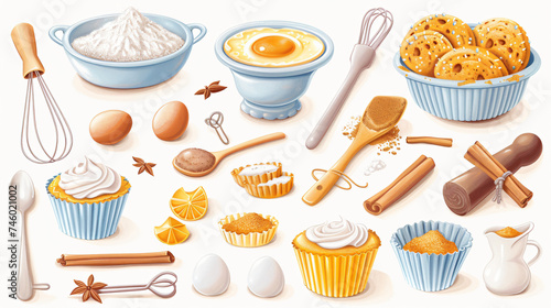 Baking utensils and ingredients Egg yolk brown