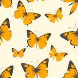 orange Butterfly seamless tile pattern background, ai generated