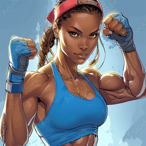 Illustration of a strong and athletic woman.