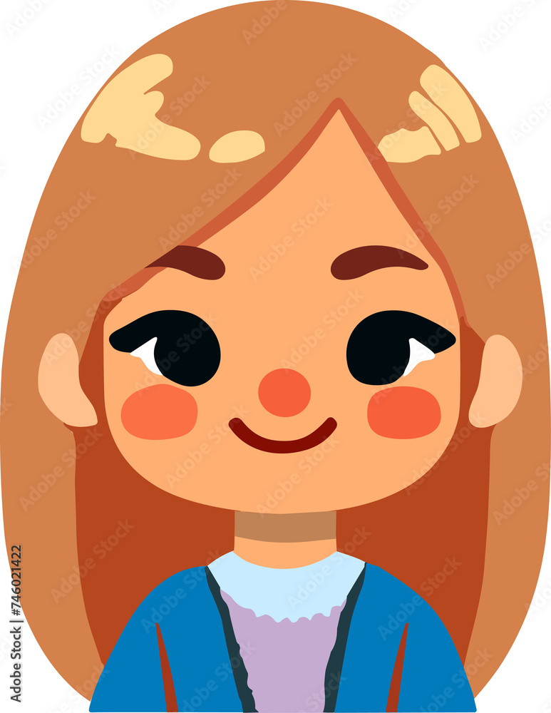 Obraz premium Child head, girl face, kid avatar.