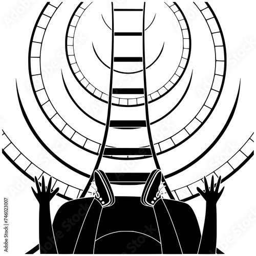 carnival illustration amusement silhouette roller logo ride icon park outline train track coaster fun entertainment adventure leisure rollercoaster funfair shape of coaster fun for vector graphic