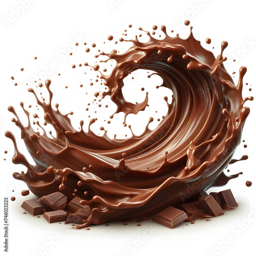 Chocolate Fluid Splash wave Flow With Bubbles And Drops