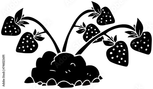 strawberry illustration plant silhouette leaf logo tree icon nature outline green natural food organic fruit garden fresh summer branch shape of food organic for vector graphic background