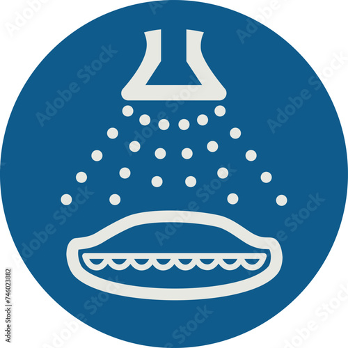 OBLIGATION SIGN PICTOGRAM, START THE WATER SPRAY FOR THE LIFEBOAT (LIFEBOAT LAUNCH SEQUENCE) ISO 7010 – M043, VECTOR