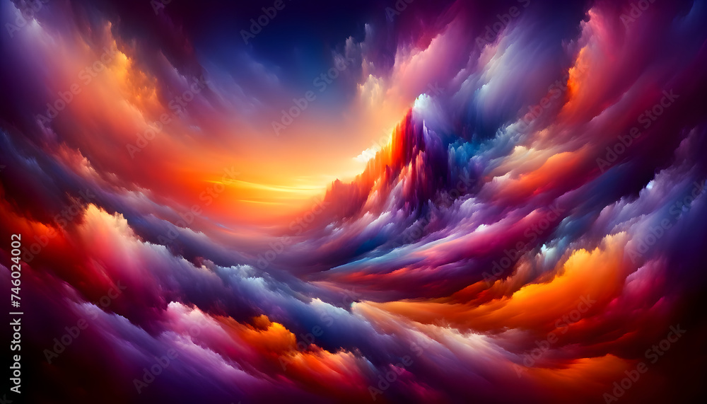 Abstract colorful background with mountains and clouds at sunset Abstract colorful background with mountains and clouds at sunset