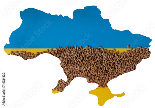 Wheat. Ukrainian Map. Ukrainian Flag. Grain Dispute. Market Disturbances.