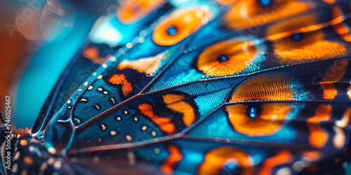 close up of a butterfly on a leaf,Butterfly Wings, Peacock Feathers, Closeup, Blue, Iridescent, Colorful, Background Wallpaper  © Jouni