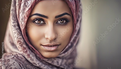 portrait of a pretty young muslim woman, portrait of a woman, pretty muslim woman