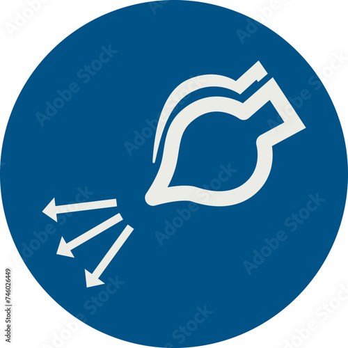 OBLIGATION SIGN PICTOGRAM, START THE AIR SUPPLY FOR THE LIFEBOAT (LIFEBOAT LAUNCH SEQUENCE) ISO 7010 – M044, SVG