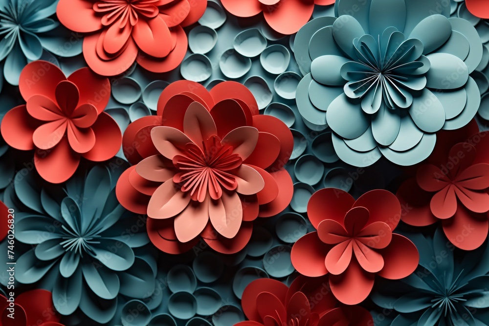 a group of paper flowers a group of paper flowers