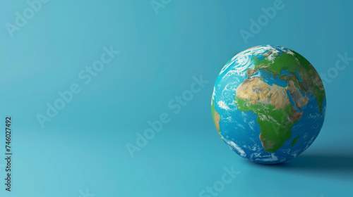 Earth Day Illustration. Realistic background with globe on blue background.