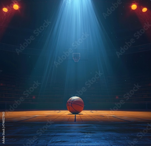 basketball ball and spotlight in a stadium © yganko