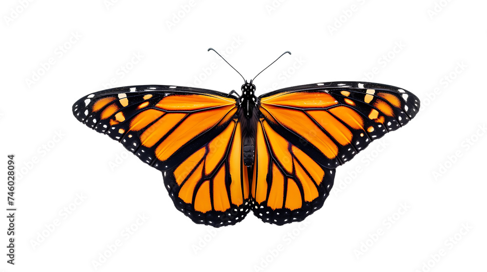 Naklejka premium Beautiful monarch butterfly isolated on transparent background