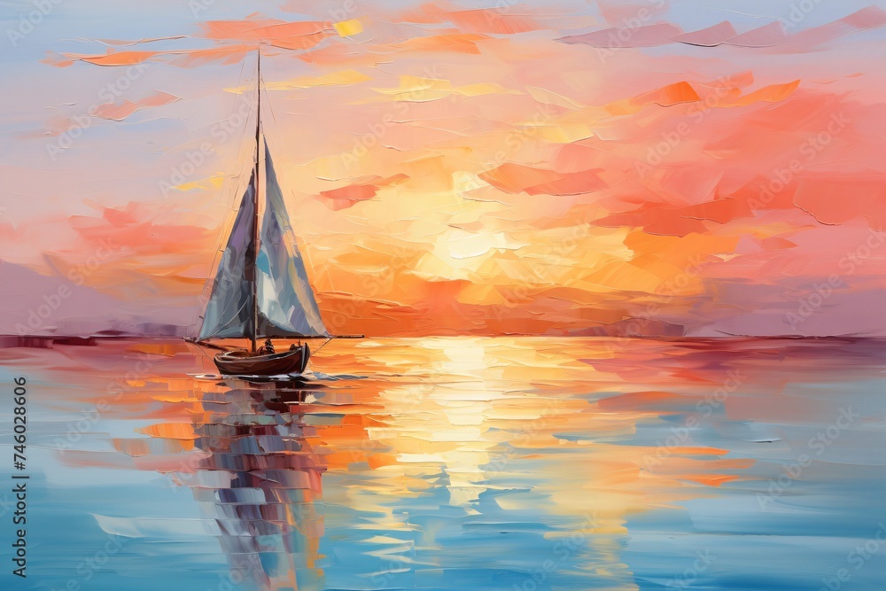 Naklejka premium a painting of a sailboat in the water