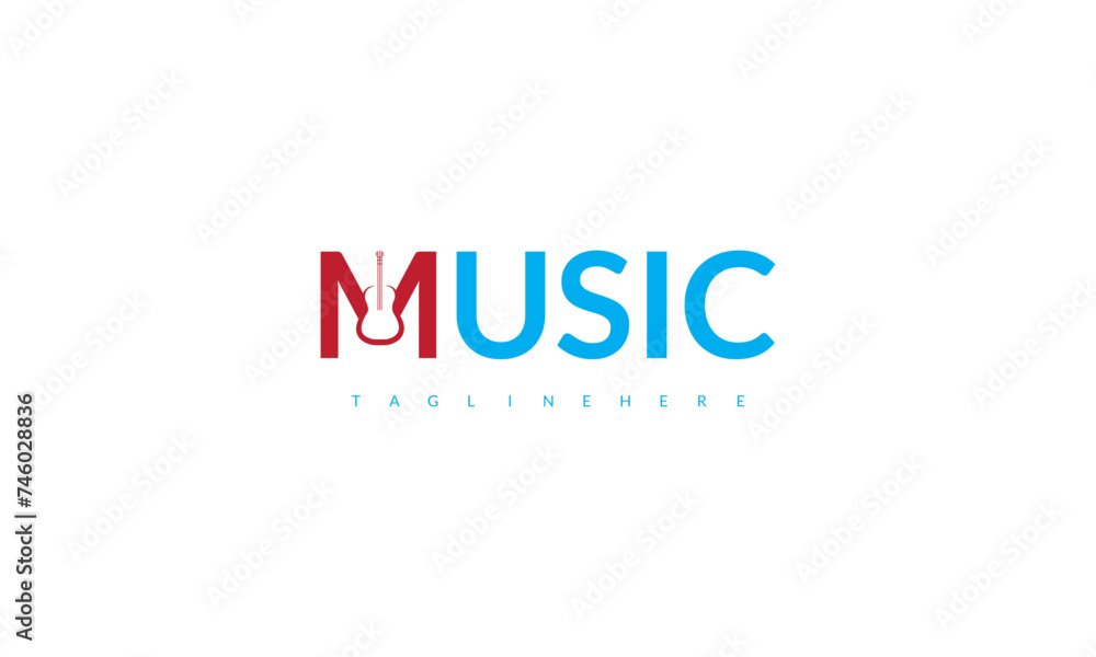 Creative latter M typography music logo design.