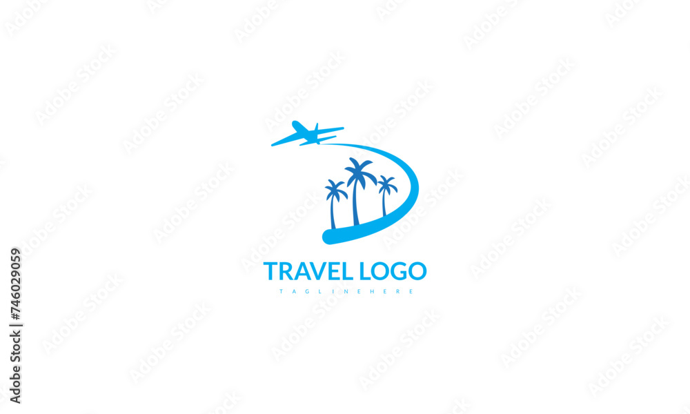 palm tree with palm tree travel logo design template