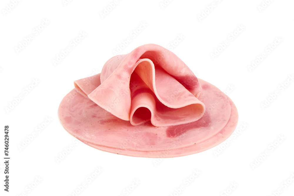 Turkey Boiled Ham, close-up, isolated on a white background Turkey Boiled Ham, close-up, isolated on a white background