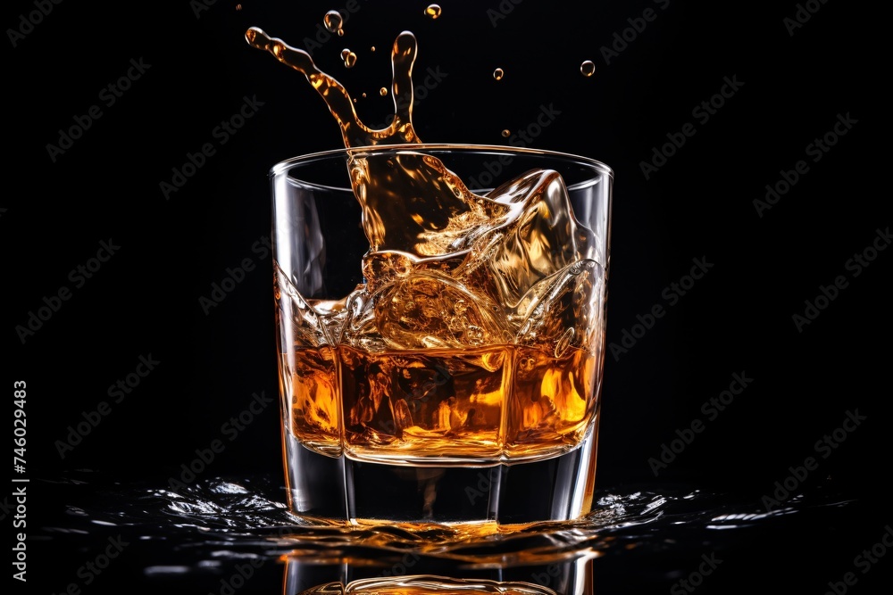 a glass of amber liquid with ice a glass of amber liquid with ice