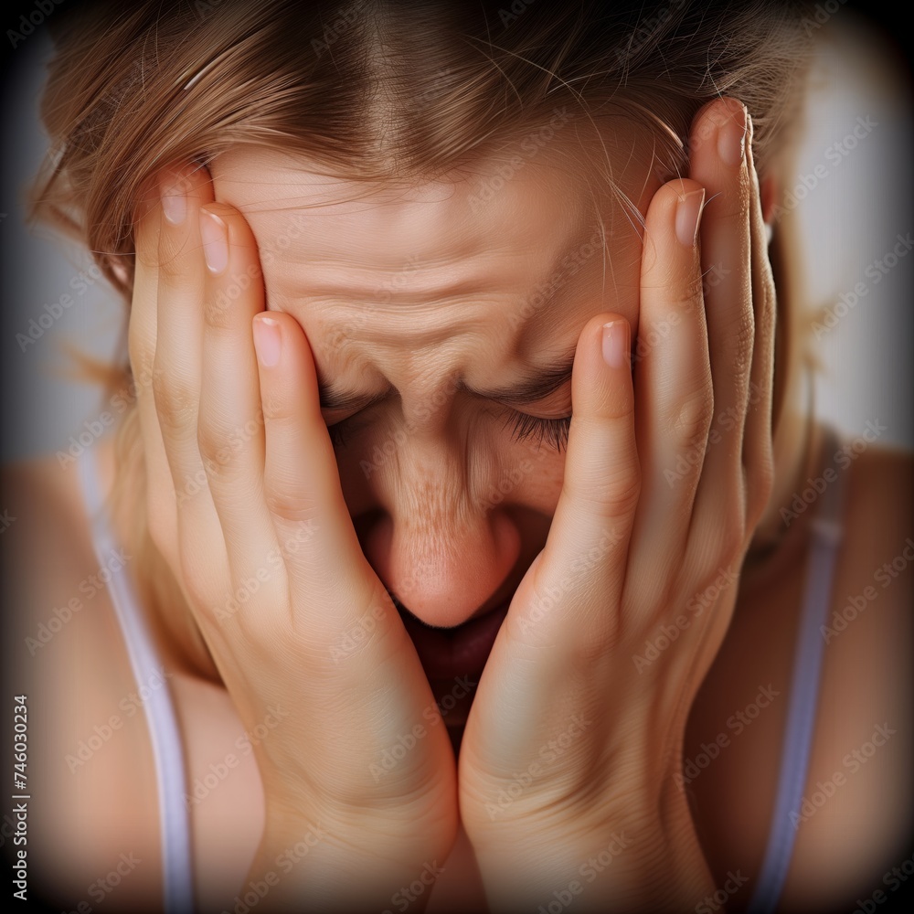 Sad depressed desperate grieving crying woman with hands covering her face and tears eyes during trouble, life difficulties, depression and mental emotional problems Sad depressed desperate grieving crying woman with hands covering her face and tears eyes during trouble, life difficulties, depression and mental emotional problems
