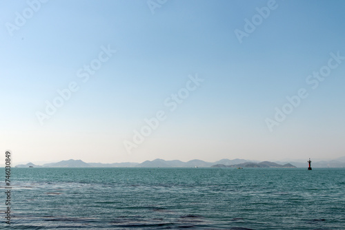 Seascape with the islands and the horizon