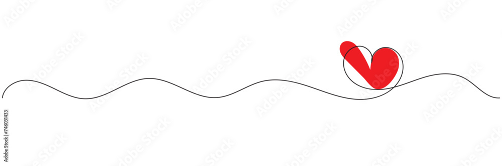 One continuous drawing of heart and color shape love sign. Thin contour and romantic symbol for greeting card and web banner. Doodle outline no background illustration One continuous drawing of heart and color shape love sign. Thin contour and romantic symbol for greeting card and web banner. Doodle outline no background illustration