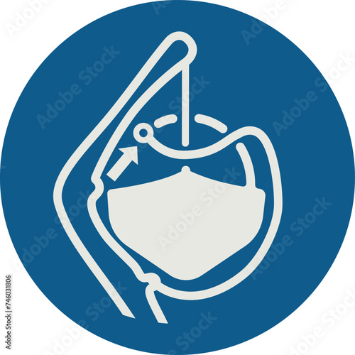 OBLIGATION SIGN PICTOGRAM, RELEASE THE ROPES (GRIPES) (LIFEBOAT LAUNCH SEQUENCE) ISO 7010 – M045, VECTOR