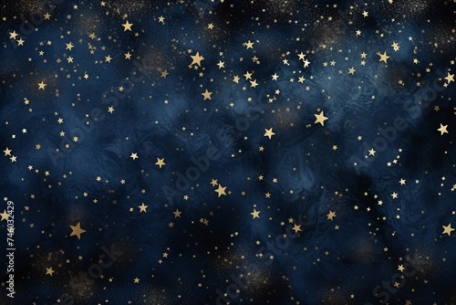 a blue and gold background with stars