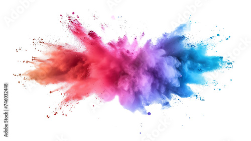 Colored powder explosion isolated on transparent background