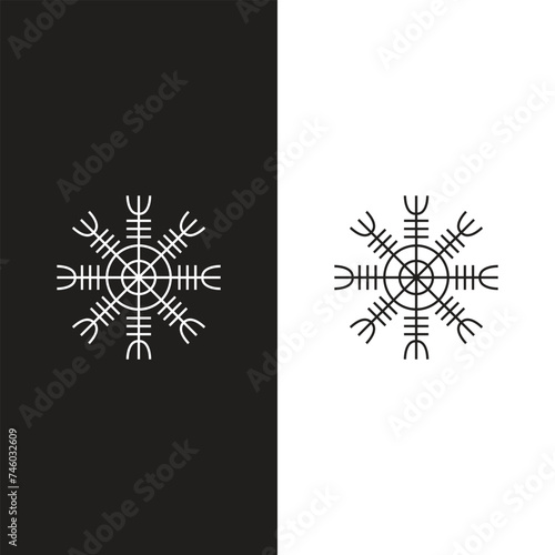 Aegishjalmur symbol icon. Clipart image isolated on white background
