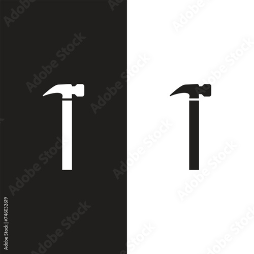 Carpenter hammer icon. Line, glyph and filled outline colorful version, claw hammer outline and filled vector sign. Symbol, logo illustration.