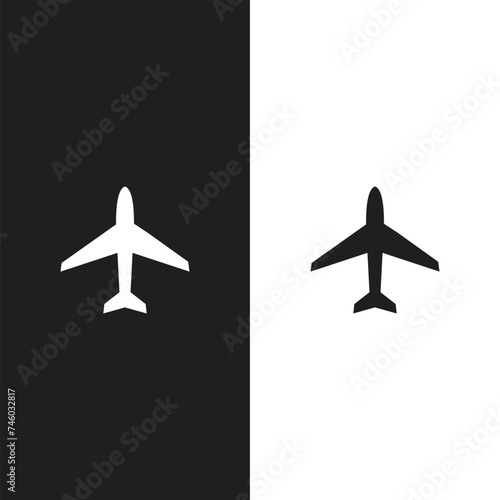 Airplane icon takeoff logo black pictogram set vector or plane take off flying silhouette shape graphic simple plain clipart symbol, airport airline jet circle sign, aeroplane thin line outline art