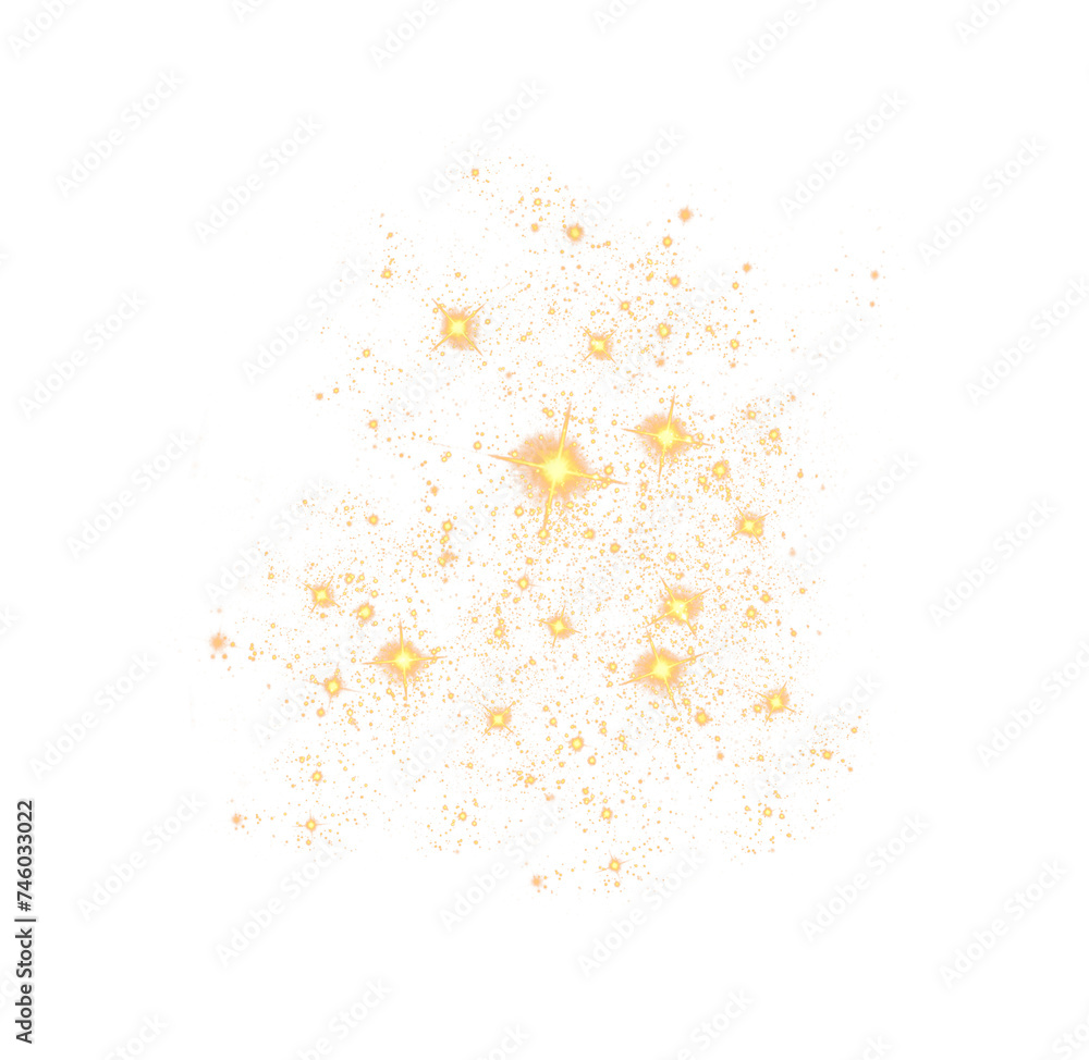 Abstract shiny gold glitter design element transparent background
