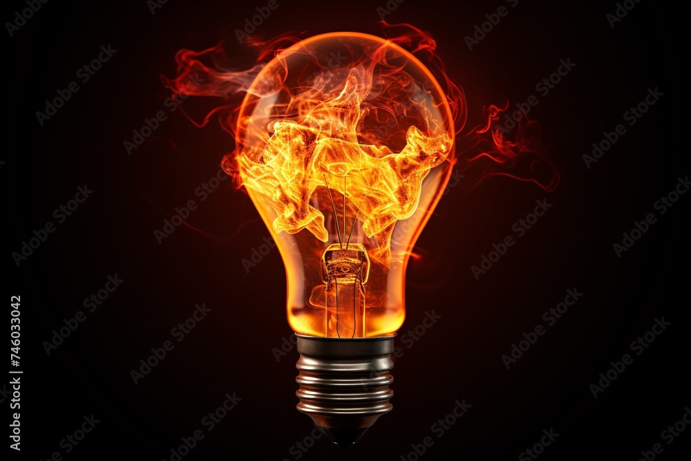 a light bulb with flames coming out of it a light bulb with flames coming out of it