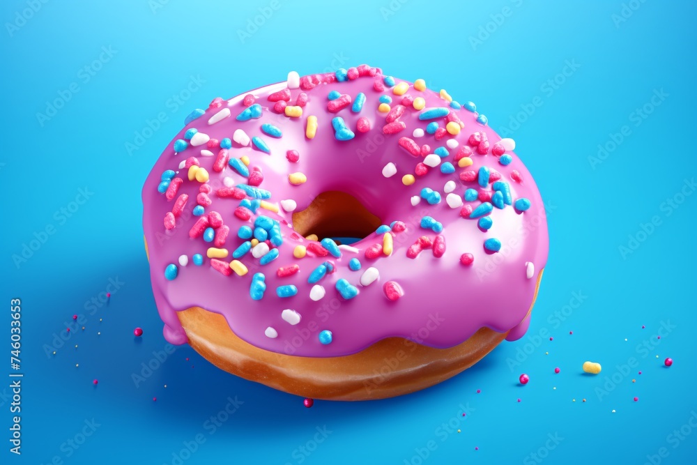 a pink donut with sprinkles a pink donut with sprinkles