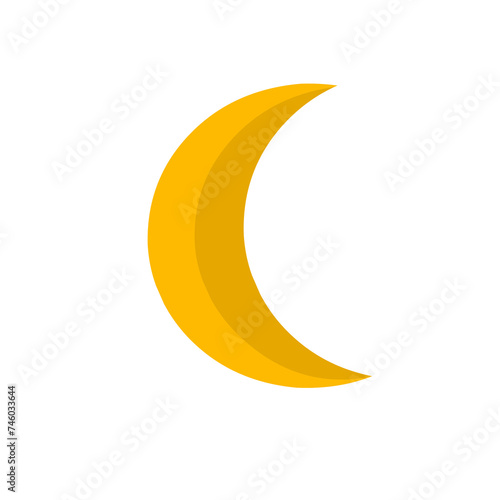 Yellow crescent moon and stars ramadan theme
