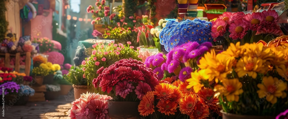 Many colorful flowers